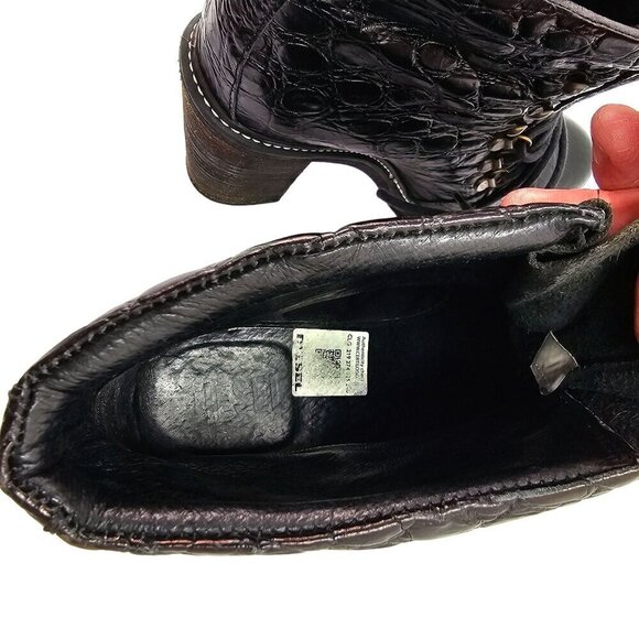 Diesel Leather Hiker Tekny Bootie Black Faux Croc Block Heel Womens Shoe Size 8 - Picture 7 of 10
